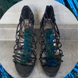 Peacock 🦚 feather heels size 9